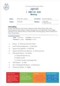 Catholic School Council Meeting Agenda- Nov. 23 2022