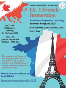 Grade 1 French Immersion Summer Program